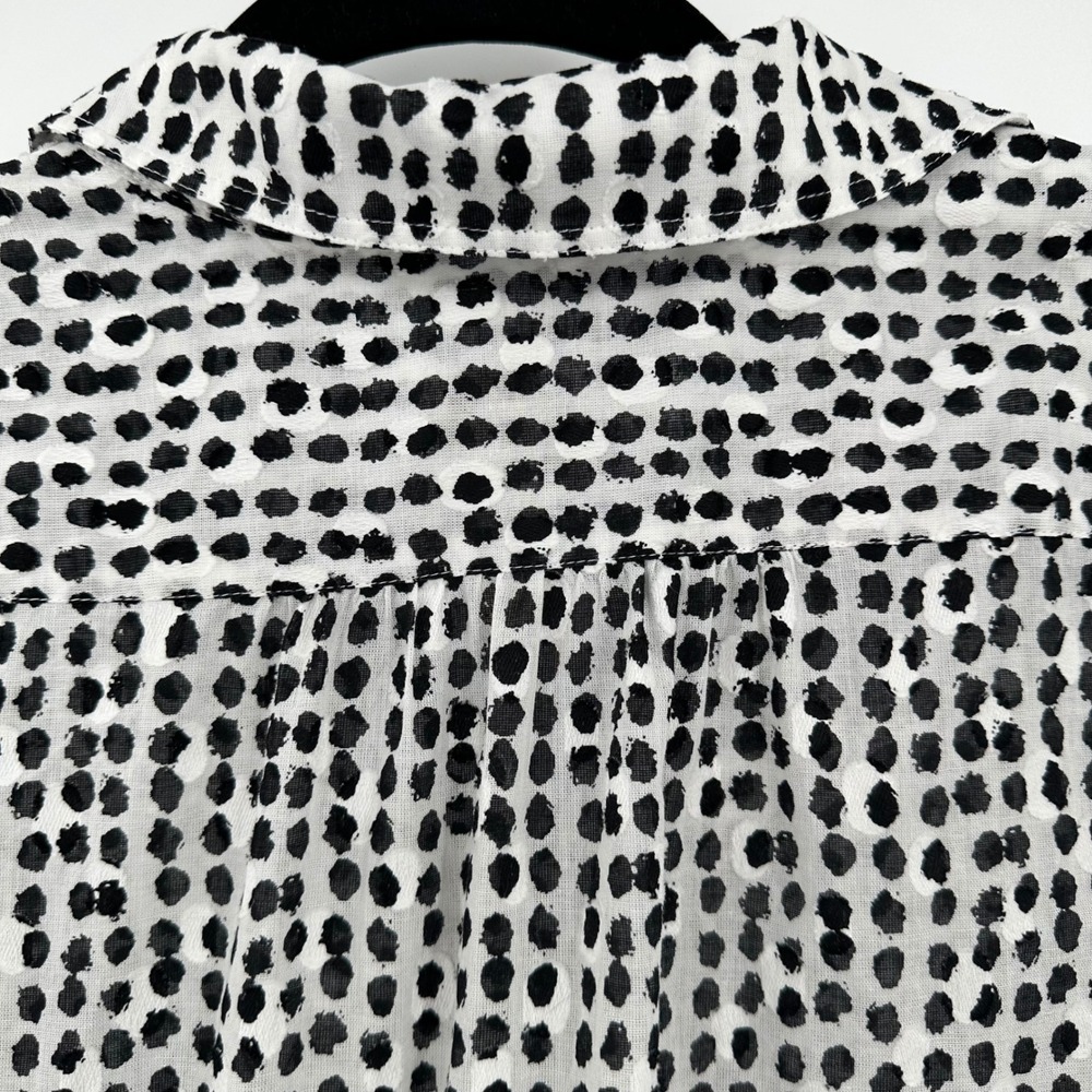 Chico's Button Down White with Black Dots 3/4 Sleeve‎ Lightweight Shirt Sz Large - Picture 7 of 10